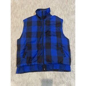 Branded Lion Large Blue and Black Checkered Insulated Sleeveless Vest. Size L